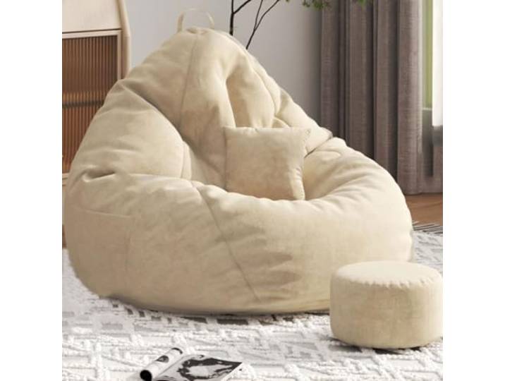 GWFBLID Sitzsack Sessel mit Hocker Bodenkissen für Kinder Erwachsene Gaming Sitzsack Sitzkissen mit EPS-Perlen Füllung Sitzsack Lounge Sofa mit Abnehmbarer Bezug Sitzsäcke für Wohnzimmer Schlafzimmer