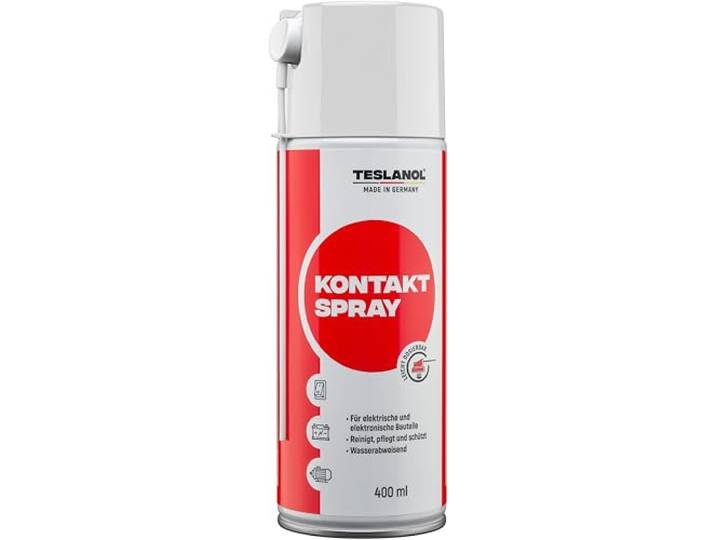 TESLANOL 26026 Contactspray voor elektronica, schakelaar, auto-accumotor, elektrische contactreiniger, verwijdert olie en vet, T6 osciline-contactspray, 400 ml