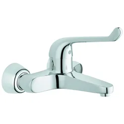 Einhand-Sicherheitsmisch-Waschtischbatterie Euroeco Special 32795, Wandmontage, Ausladung 204 mm, Hebellänge 170 mm