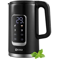 Ecosa Edelstahl Wasserkocher m. Temperatureinstellung 1.7L 2200W Schwarz