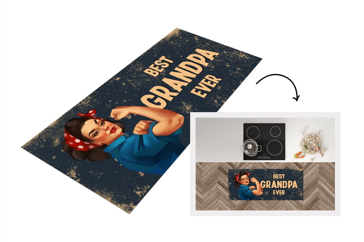 KitchenYeah Keukenloper Best Grandpa Ever - Vinyl - 120 x 50 cm