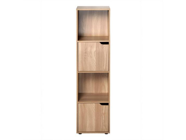 Calicosy Möbelstück mit 4 Fächern in Holzdekor, mit 2 Türen 30,7/120/29 cm, Eichefarben, 29x120x30.7 cm, Wohnzimmer, Regale, Bücherregale