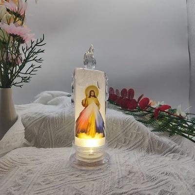 Inspired Living Catholic LED Prayer Candle With Jesus And Virgin Mary Religious Devotional Light c