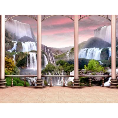 Fototapete PAPERMOON "Waterfall Design", bunt, B:2,5m L:1,86m, Vlies, Tapeten