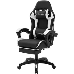 ML-Design Gaming Stuhl verstellbar, Schwarz-Weiß, aus Kunstleder, Ergonomischer Bürostuhl, Drehstuhl Racing Gamer Stuhl Schreibtischstuhl Drehsessel