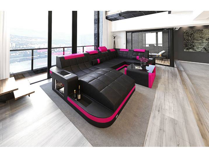 Mini Sofa Relax Wave U-Form in Leder