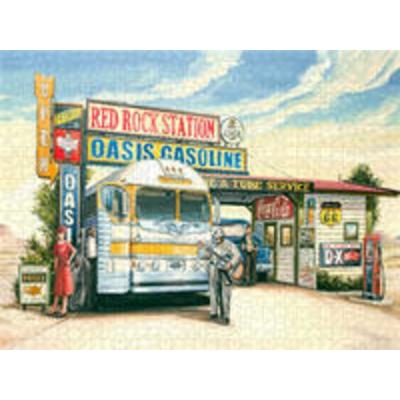 CALVENDO Puzzle Bus Station in Amerika 1950er Jahre | 1000 Teile Lege-Größe 64 × 48 cm Foto-Puzzle für glückliche Stunden