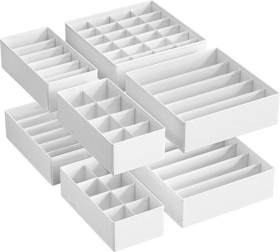 Famanu Ondergoedorganizer Set – 8 opvouwbare opbergboxen van stof in wolwit