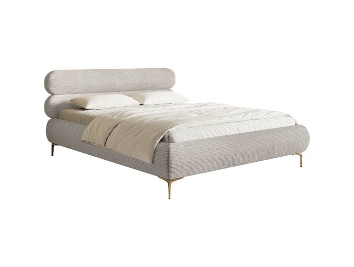 Polsterbett 160x200 cm Roule Cord hellgraubeige Cord mit goldenen