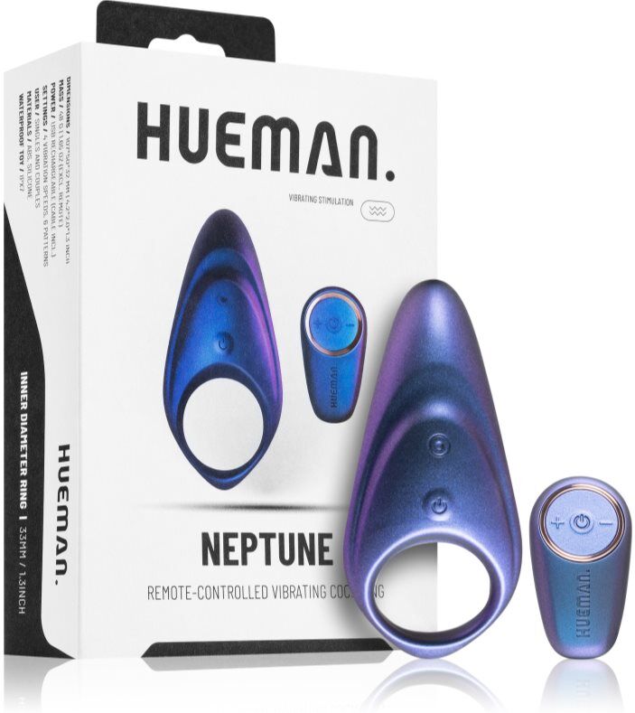 HUEMAN Neptune Vibrating Cock Ring + Remote Anneau pénien 10,7 cm