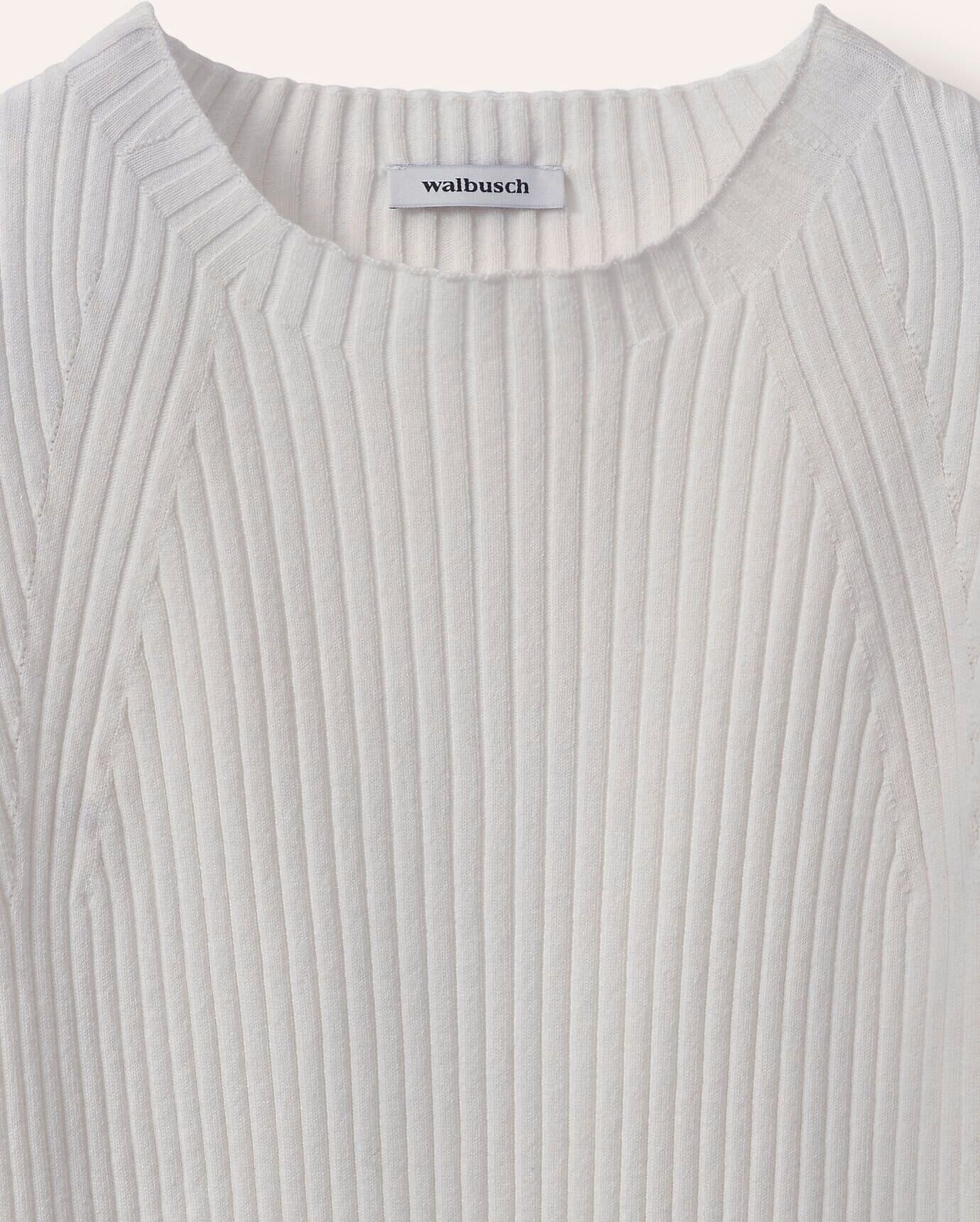 Walbusch Baumwollmix Pullover in Rippenstrick Optik, , Farbe Weiß, 38, figurschmeichelnder Rippstrick hoher Tragekomfort Damen