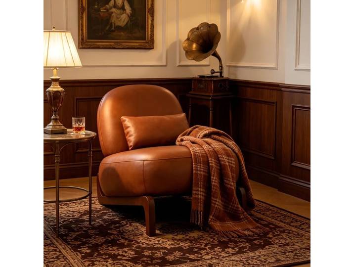 Fauteuil 1 place en velours marron 86 9 x 72 1 x 69 9 cm