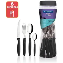 Tramontina IPANEMA 24-tlg., Besteck, Schwarz, Silber