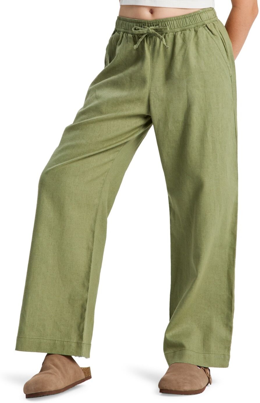 Outdoorhose ROXY "Lekeitio Break", Kinder, Gr. 4(101-108cm), grün (olivgrün), Obermaterial: 55% Leinen, 45% Viskose., Hosen Outdoorhose olivgrün 4(101-108cm)