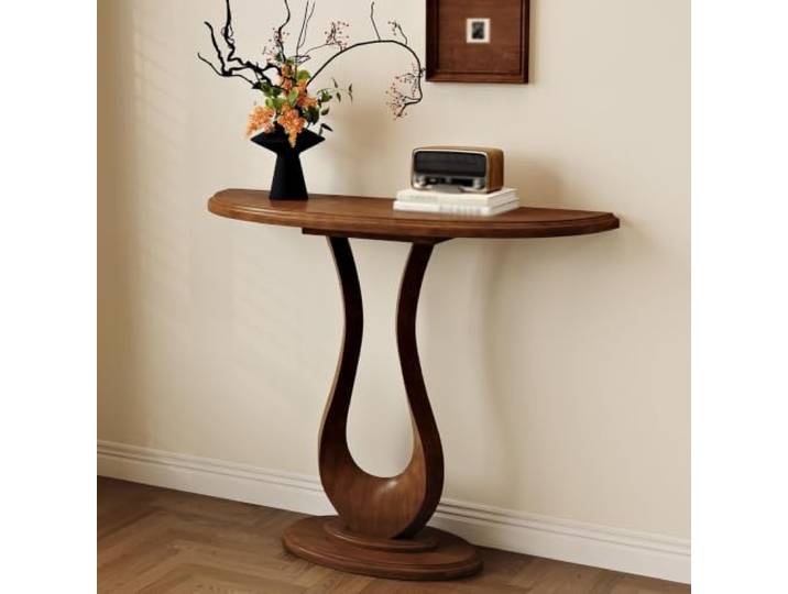 MDEUFYWEGB Moderner halbrunder Eingangstisch, Ablage hinter dem Sofa Möbelstück für den Eingangsbereich, schmaler Sofatisch, Dekoration für Flur und Eingangsbereich (A,100 cm/39,4 Zoll)