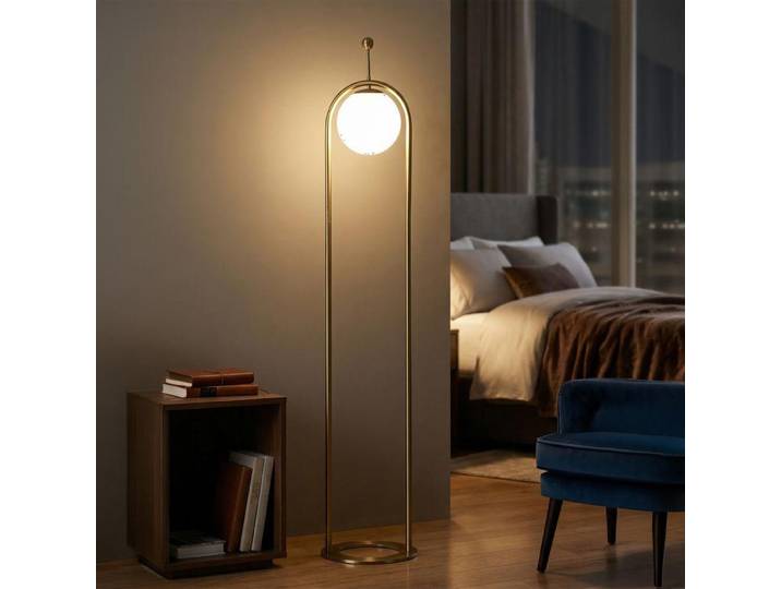 Stehlampe mit weißer Glaskugel Ø 28x168