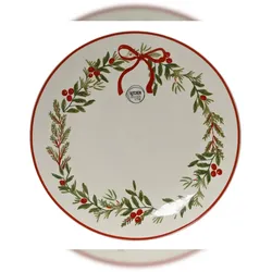 Christmas Decorations 1 Teller 27cm Porzellan - Speiseteller Tannenzweigen Beeren Schleife Weihnachtsgeschirr Weihnachtsteller Geschirr Weihnachten Küchengeschirr Essteller