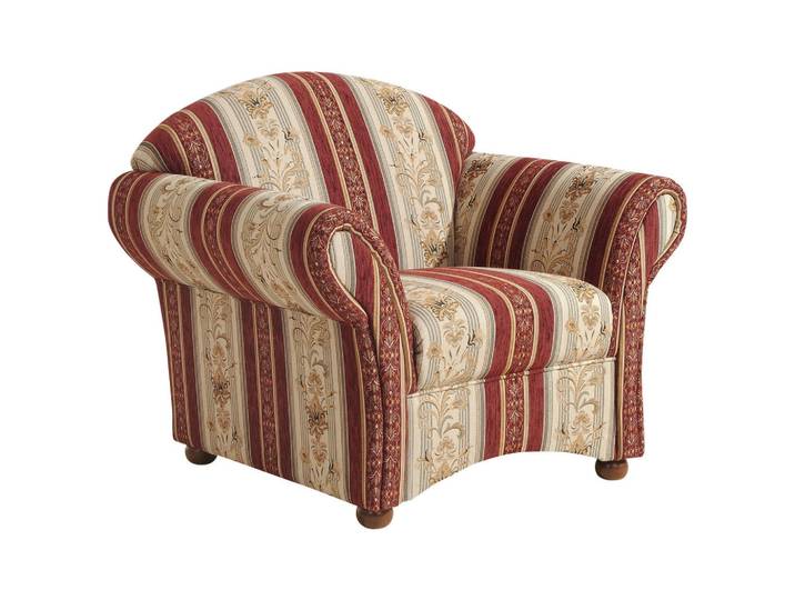 Max Winzer Sessel, Rot, Beige, Holz, Streifen, 96x83x81 cm, Goldenes M, Made in Europe, Wohnzimmer, Sessel, Sessel