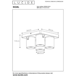 Lucide L099292016 Spot-Deckenleuchte NIGEL GU10 | 2200-3000K