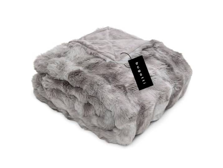bugatti Bubble Kunstfell Decke 150x200 cm hellgrau - flauschige Felldecke Luxus Kuscheldecke Fellimitat - Tagesdecke mit Felloptik - extra weich, dick & angenehm warm - sehr flauschige Couchdecke