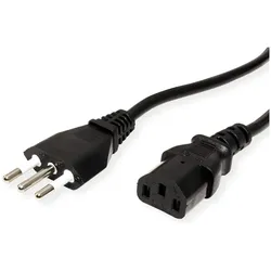 Value Netzkabel, gerade IEC-Buchse, Italien (5 m), Stromkabel, Schwarz
