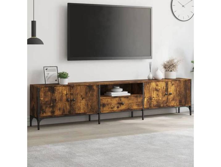 Cabinet TV - - Meuble TV pour Télévision - bois d'ingénierie - chêne fumé - 200 x 25 x 44 cm@zwv67v