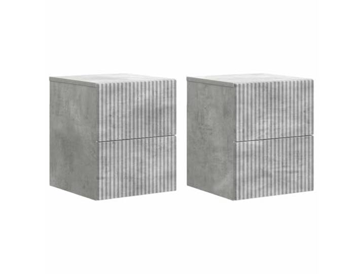 LMTYOENFG Wandnachttisch 2er Set Schwebend Betongrau 33x34,5x40 cm Schwebendes Design schafft Bodenfreiheit im Schlafzimmer und Wohnzimmer, pflegeleichter Holzwerkstoff mit Fächern.
