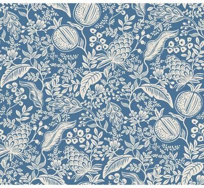 Rifle Paper Co. Pomegranate Blue and Ivory Peel and Stick Wallpaper