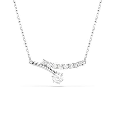 Kette ohne Anhänger SWAROVSKI "Schmuck Geschenk MATRIX Halskette", silber (metallfarben, kristallweiß), Halsketten, Damen, Metall, mit Swarovski Kristall