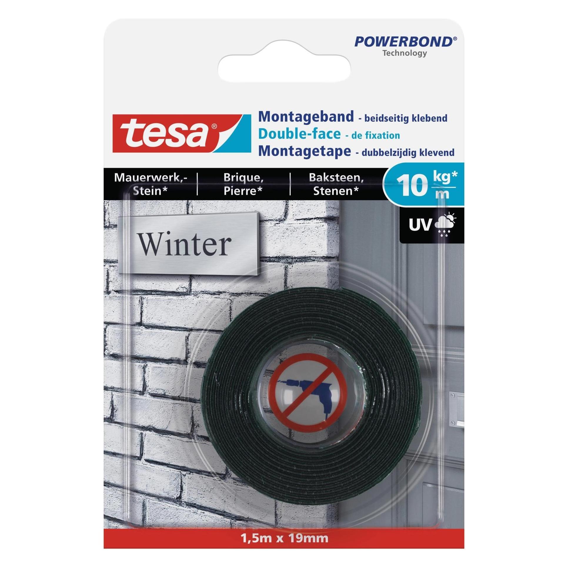 tesa Powerbond doppelseitiges Montageband für Ziegel & Stein (19 mm) (77748-00000-00)