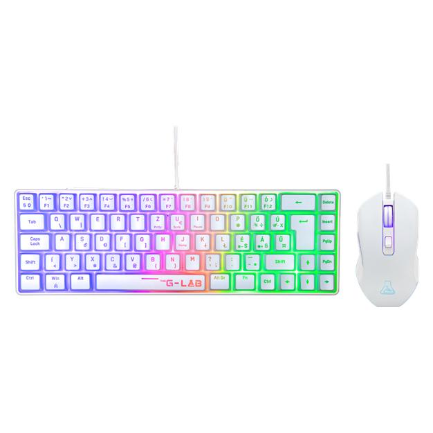 The G-Lab Combo Hydrogen Gaming-Set - Weiss - TKL-Tastatur, Maus mit 6200 DPI und Headset (HU, Kabelgebunden) (PERGLACOMBO-HYDRO-W/HU)