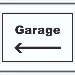 HB-Druck Garage Aufkleber mit Text und Richtungspfeil links Auto Stellplatz waagerecht A7 (74x105mm)