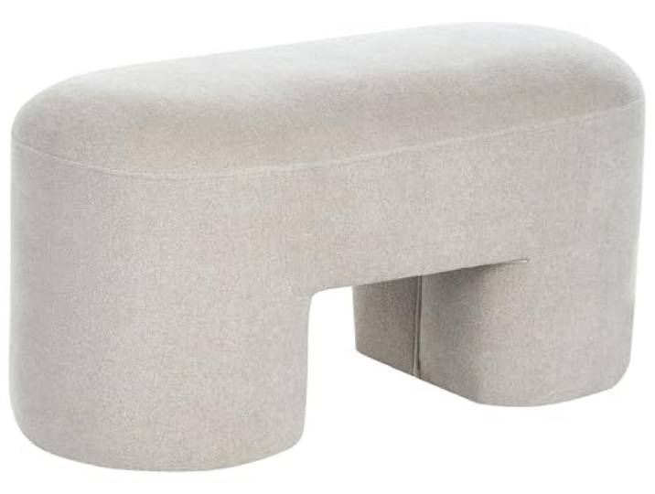 Beliani Polsterbank Pouf Hocker Bouclé Hellbeige 88x39 cm U-Form 46 cm hoch modern Decorah