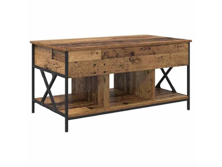Moderner Couchtisch aus Holz und Metall, mit Regalen, 100 x 55 cm