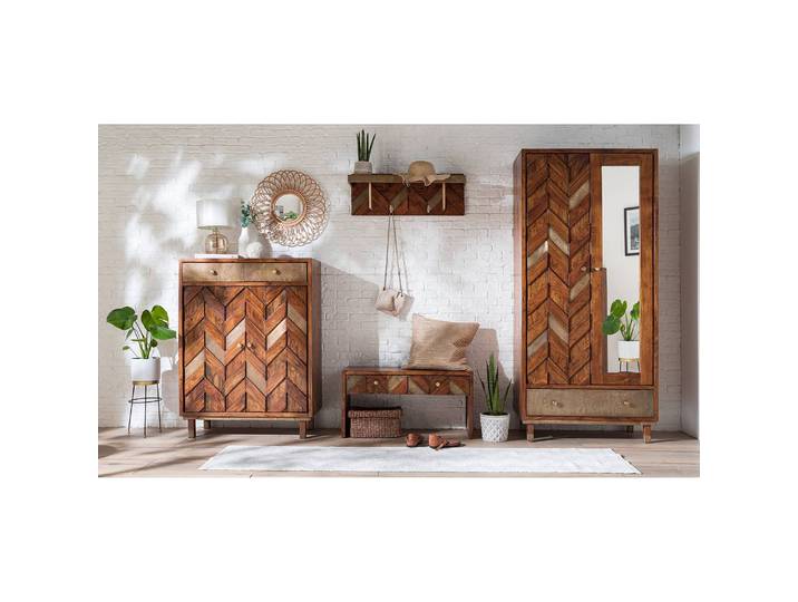 Garderobenschrank 88 x 192 x 45cm Braun/Akazie