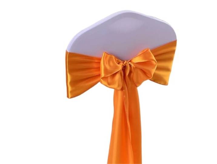 Stuhlschleifen für Hochzeiten 100 teile/los Satin Stuhl Schärpen Bogen Plain Hochzeit Knoten Band DIY Krawatten for Party Event Hotel Bankett Hause Dekorationen(Orange)