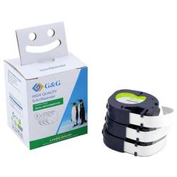 3er Set G&G BM-D-G-91221-3 Kompatibel ersetzt DYMO 91221 Bandfarbe: Weiß Schriftfarbe: Schwarz 12 mm 4 m