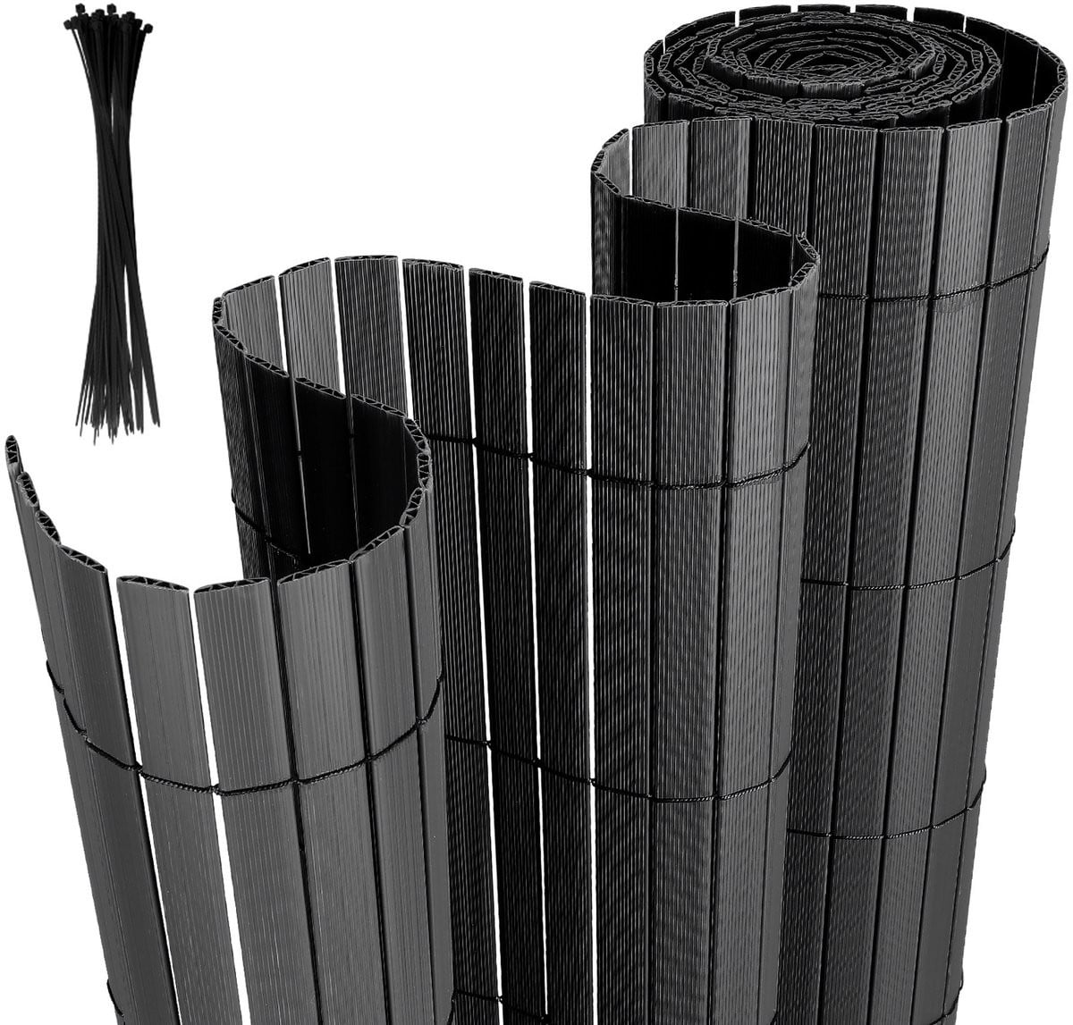 PVC Privacyscherm Mat Antraciet - W-vorm Tuinafscheiding en Balkonscherm - 400 x 90 cm