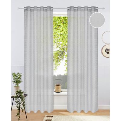 Gardine BRUNO BANANI "Linus, 1 Stück, Ösen, halbtransparent, eingewebte Querstreifen" Gr. 2, weiß (grau), B:130cm H:175cm, Polyester, Gardinen, Gardine, 1 Schal, eingewebte Querstreifen