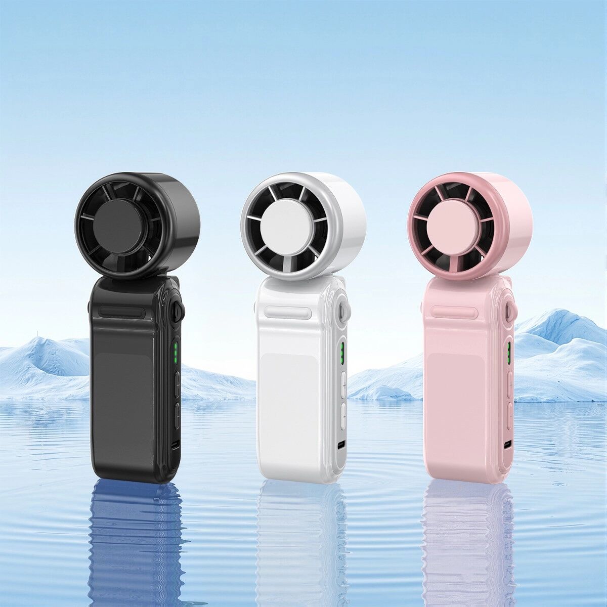 INF Faltbarer USB-Handventilator – Hochgeschwindigkeits Tragbar 2000mAh Akku, Nackenhängend, 3-Stufen, Kompakter Rosa