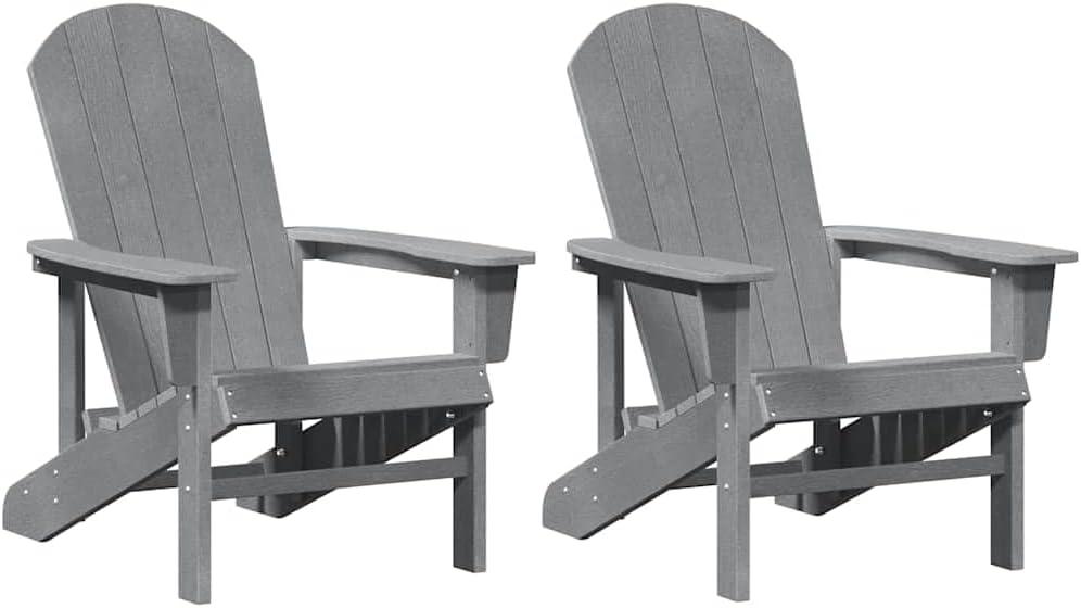 2-teiliger Gartenstuhl in Hellgrau, 82 x 74 x 92 cm, aus Polyethylen, Adirondack-Stuhl für Pool, Foyer, Terrasse, Balkon und Hinterhof