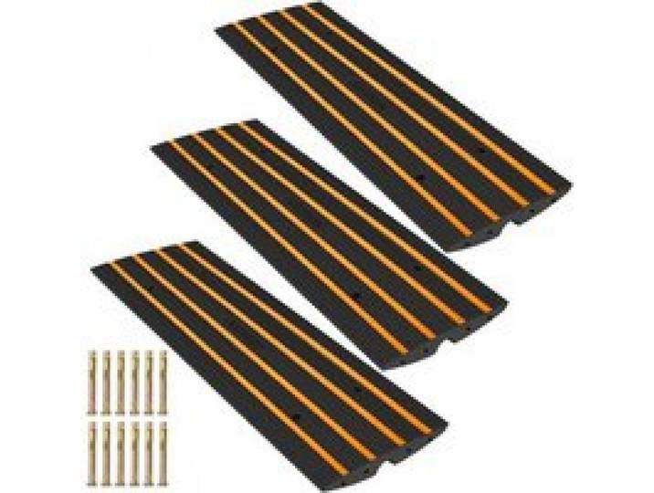 VEVOR Lot de 3 rampes d'allée à 1 canal Capacité de 999.9 kg Pont en caoutchouc 6,6 cm pour Allée Station de Chargement, Garage, Trottoir, Voiture, Camion, Scooter