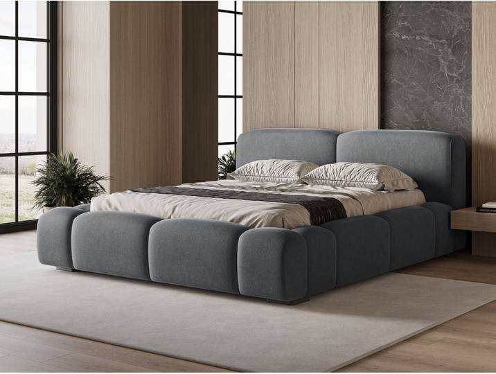 Polsterbett mit Bettkasten und Lattenrost 120x200 Aubi Dunkelgrau