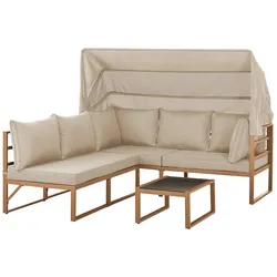 SVITA MAUI Gartenmöbel-Lounge-Set mit Dach Outdoor-Sofa Strandkorb-Sonneninsel Stahl Beige