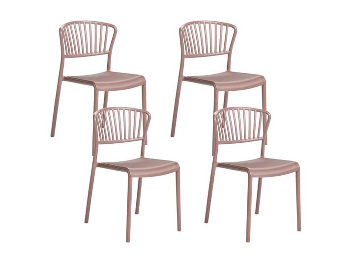 Beliani Gartenstuhl 4er-Set Braun Gela, Kunststoff, 45x78x50 cm, Gartenmöbel, Gartensessel, Gartenstühle