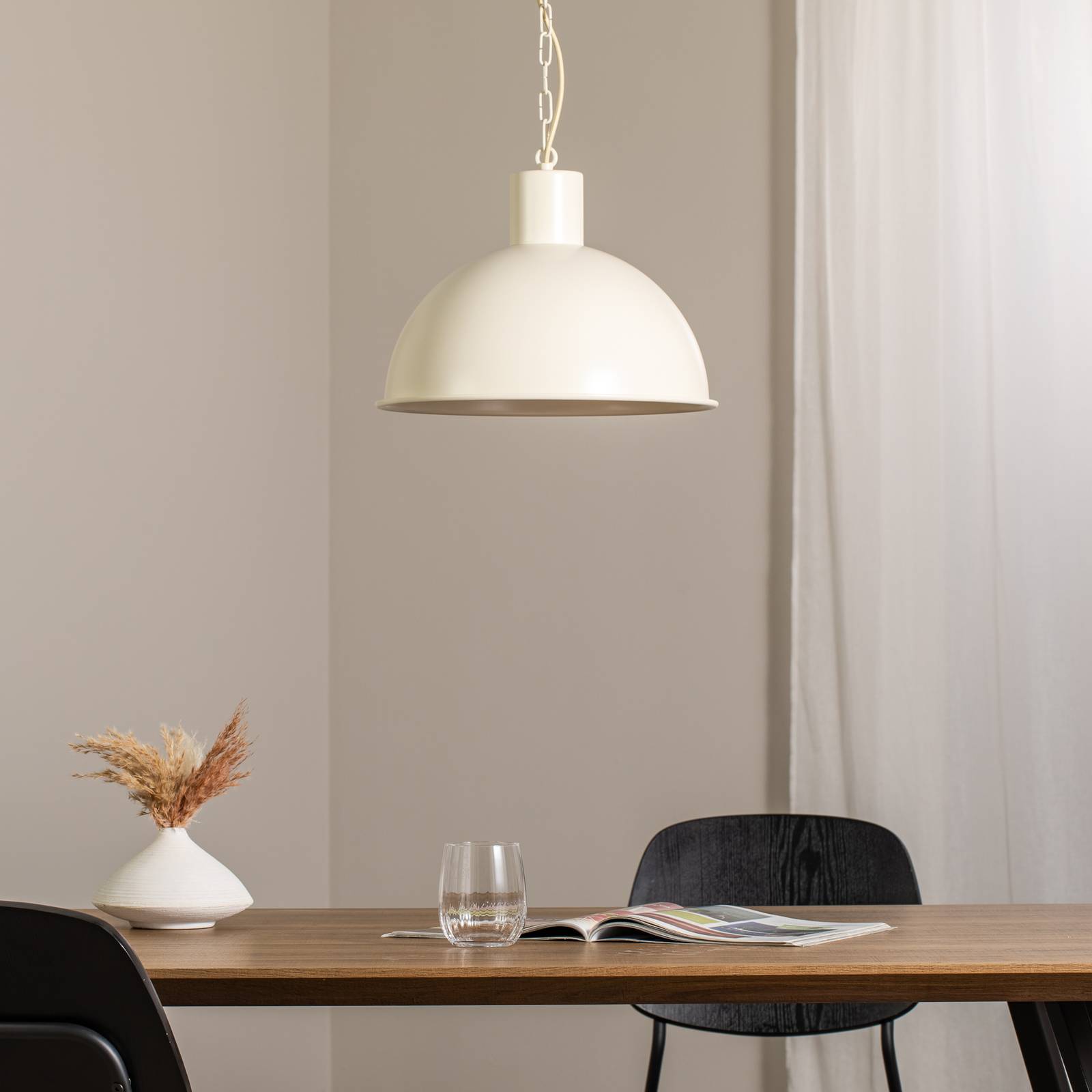 Hängelampe Emoti Argon, dimmbar, creme / amber, für Wohn- / Esszimmer, Metall, Industrielles Design, Pendelleuchte