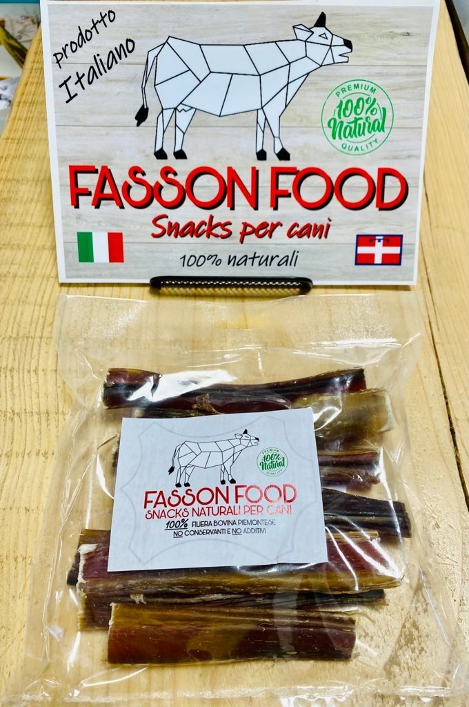 Fasson Food Nervo di Bue Verga di Toro Filiera Piemontese Masticativo Naturale per Cani 200 gr