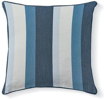 "Sunbrella Piped Outdoor Pillow - 20"" Square, Piped/Coastal Stripe - Grandin Road"