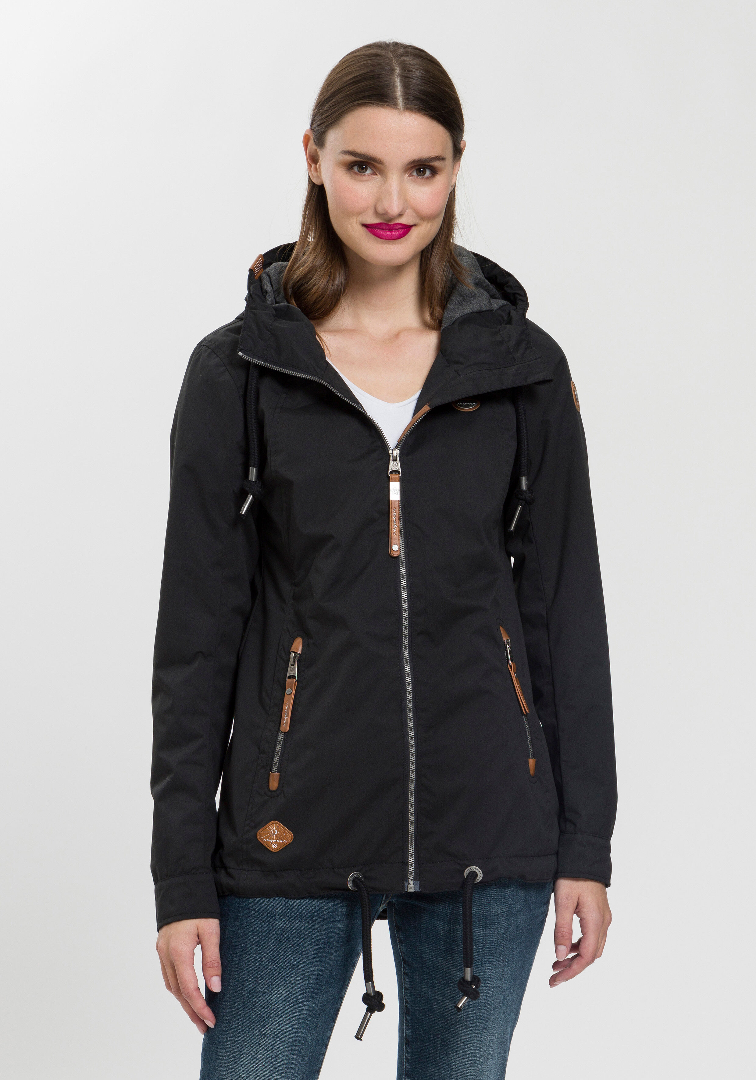 Funktionsjacke RAGWEAR "ZUZKA", Damen, Gr. XXL, schwarz, Web, Obermaterial: 100% Polyester. Futter: 100% Polyester, kontrastfarbene Details, unifarben, figurbetont Po-bedeckend, Jacken Funktionsjacke, stylische Übergangs-Outdoor-Jacke Water repellent coat
