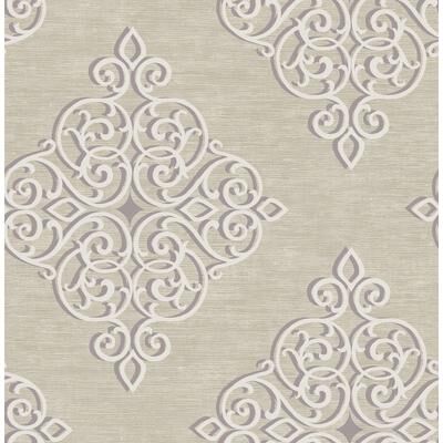 Seabrook Designs Nellie Medallion Damask Unpasted Wallpaper